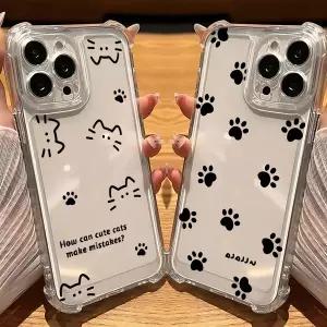 러블리 라인 고양이 개 휴대폰 케이스 삼성 호환 갤럭시 S25 S24 S23 S22 S21 S20 노트 20 FE 울트라 플러