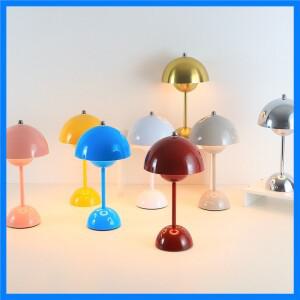 LED 버섯 꽃 봉오리 램프 - 침실 연구 및 침대 옆을 위한 터치 충전 북유럽 장식 램프