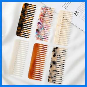 아세테이트 대리석 패턴 빗 여성용 정전기 방지 넓은 치아 헤어 빗 곱슬 머리 살롱 헤어 스타일링 스타일링