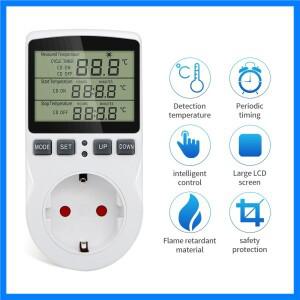 EU/US/FR 온도 조절기 타이머 소켓 디지털 온도 컨트롤러 소켓 콘센트 타이머 스위치 센서 프로브 가열 냉