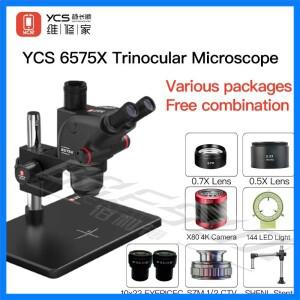 YCS 울트라 HD 삼안 현미경 대형 베이스 휴대폰 PCB 용접 현미경 4K 카메라 144 LED 조명 도구 세트 키트 6