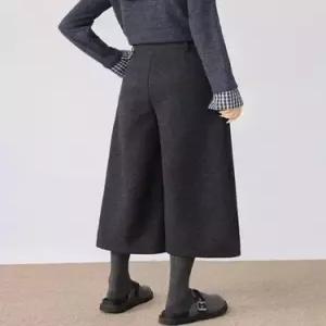 볼사스 여성 정장 바지 차콜 모직 일자 가을 겨울 캐주얼 도톰한 7부 와이드 ADOR4