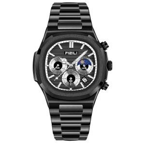 옥스파나이트 남성 패션 시계 스테인리스 스틸 비즈니스 쿼츠 방수 발광 아날로그 디스플레이, 날짜 크로노그래프 다기능