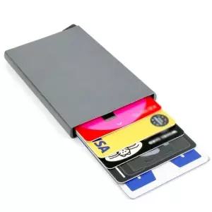 슬라이드 카드홀더 반자동 카드지갑 회색 카드 보관함 슬림형 케이스 (WFJ6V63)