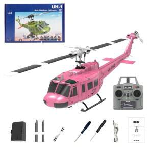 오비오키데이 1/48 UH-1 RC 헬리콥터 C032, 2 4G 6CH 플라이바리스 에일러론 스턴트 원격 제어 헬리콥터, 광학 흐름 위치 반전 비행 항공기 선물 -RTF