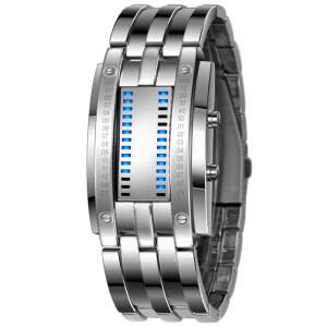 레지널드 패션 남성 바이너리 스포츠 시계 디지털 LED 매트릭스 방수 아웃도어 캐주얼 블랙 브레이슬릿 블루 백라이트 남성용 스퀘어 워치