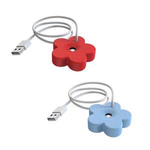 취미용 2Pcs USB 소형 , 휴대용 크리에이티브 플라워 사용하기 편리함, 가정용 침실 사무실 책상용 플라스틱 조용한 미니(레드앤블루)