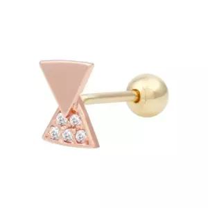14K GOLD 큐빅 더블 삼각형 로즈골드 금 피어싱 (WFK5OIC)