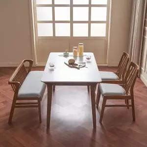 [에보니아] 페리 세라믹 원목 4인식탁세트A (테이블+의자2+2인용벤치)