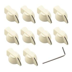[미국배송] 로질로 에이징 화이트 10PCS 플랫탑 기타 치킨 헤드 노브 증폭기 효과 포인터 세트 나사 포함