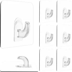 Hawsam 8PCS 투명 접착식 끈적끈적한 벽 고리 주방 샤워실 욕실용 강력 방수 스티커 걸이 없음. (최대