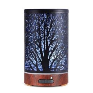 가정용 에센셜 디퓨저, 150ML 아로마테라피 여성 엄마를 위한 생일 선물, 7가지 색상의 메탈 쿨 미스트 , 워터리스 오토 오프 에어 디퓨저(나무)