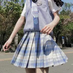 스카이블루 체크패턴 교복치마(기장선택) 교복