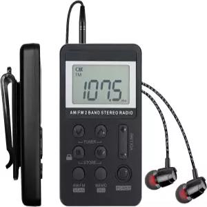 디지털 튜닝 LCD 가 장착된 휴대용 AM/FM 포켓 라디오 레오 이어폰이 SWDSTP 충전식 미니 걷기 조깅을