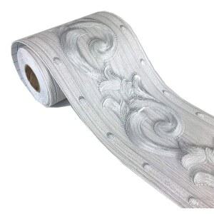 REDODECO 우아한 실버 그레이 플로럴 몰딩 벽지 테두리 필 스틱 홈 천장 장식 욕실 거실 주방 4인치 x 16.4피트