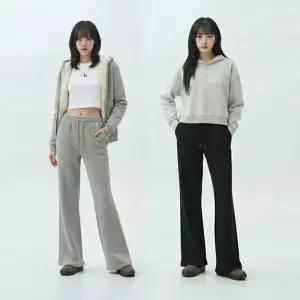 [화이트빌딩]여성 기모 트레이닝팬츠 와이드 일자 세미와이드 츄리닝바지 롱숏 선택팬츠