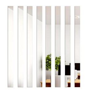 10개의 거울 벽 스티커, 스트라이프 디자인, 아트 타일 데칼 DIY 셀프 접착 벽선 테두리 탈착식 아크릴 시트 홈 데코용 스티커 5 * 20cm