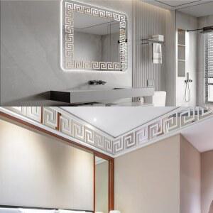 콰이어트 27Pcs 거울 테두리 스티커 벽 장식 탈착식 필 앤 스틱 주방용 백스플래시 침실 욕실 거실 배경 장식용 미적 천장 디칼스