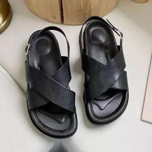 여성 스트랩 샌들 신발 여자신발 블랙 여름 데일리 엑스 꼬임 (WFJSOAL)