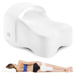 조절 가능한 스트랩이 있는 사이드 슬 용 아이젤리 무릎 베개, 사이드 슬 용 다리 베개, 좌골 및 요통 를 위한 사이드 슬 용 엉덩이 베개, 척추 정렬 지원, 흰색
