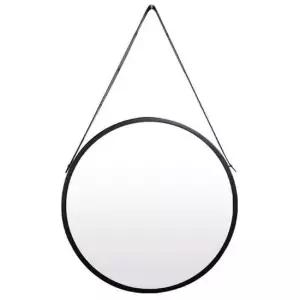 IG7343 메탈 가죽 원형 벽거울 블랙 36.5cm 제조한국 벽거울 스트랩벽거울 인테리어벽거울 가죽벽거울 거울