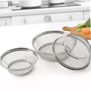 스텐채반 세트 야채바구니 쌀세척볼 식힘망 원형채반