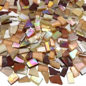 예술 공예를 위한 라이트마인드 브라운 혼합 불규칙 유리 모자이크 타일 9온스 밸류 팩 제작 용품 키트