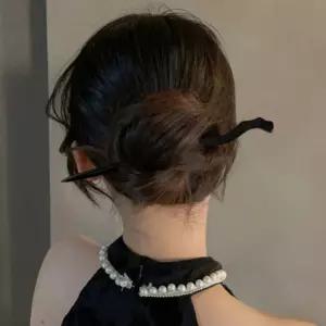 수공예 흑단나무 웨이브 헤어 비녀 올림머리 비녀 전통비녀 단단한비녀