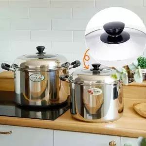 스텐 곰솥 32cm 일부 유리뚜껑 3중바닥 곰탕 설렁탕 (WFK8UKG)