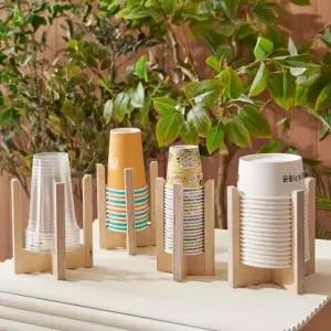 미코 캠핑 원목 일회용품디스펜서 종이컵홀더 원목종이컵보관함