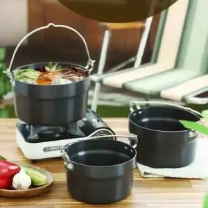 경질 전골 샤브 탕 냄비 20cm 캠핑 야외 코팅 (WFK8UOQ)