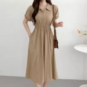 여성 간절기 데일리 레이스업 하객룩 퍼프 롱 원피스 WFICJRN