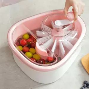 회전 야채 세척기 대용량 핑크 채소 가정용 탈수기