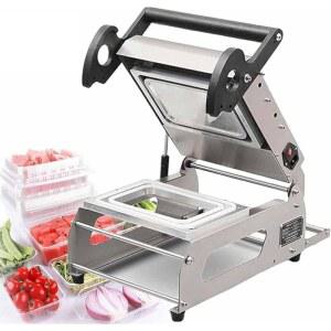 상업용 스테인리스 야채 트레이 히트 실러 - 레스토랑용 반자동 식품 포장 기계, 분당 7-8팩, 14x14cm, 테이크아웃 및 식사 준비에 이상적임