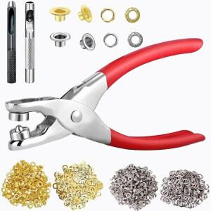 테이핌 1203Pcs 1/4인치 그로밋 도구 키트, 가죽 홀 펀치 플라이어가 포함된 아일렛 가죽, 신발, 패브릭, 벨트용 금과 은으로 된 1200개의 금속