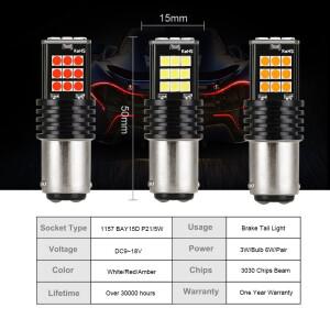루보식 NLpearl 2pcs Py21w Ba15s Led 1156 전구 3030SMD Canbus 자동차 방향 지시등 브레이크 백업 전구