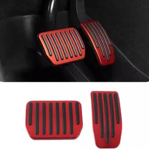 알리에모 2PCS 알루미늄 자동차 가속 페달 커버 차량 풋 패드 세트 미끄럼 방지 성능 브레이크 풋레스트