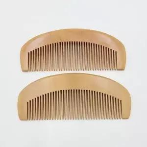 복숭아 나무 원목 촘촘한 소형 머리빗 반달형 (WFK91NU)