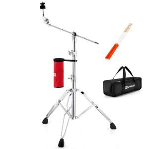 드럼 스틱 홀더가 있는 뱅고아 심벌 스탠드, 스트레이트 붐 스탠드 헤비 듀티 조절 가능 높이 27.5-47.2인치, 더블 브레이스 다리, 패딩 백, 승차 및 충돌 심벌용 고무