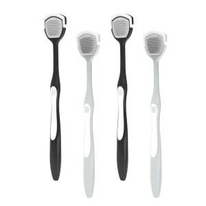 콜린시 혀 클리너, 혀 브러시, 구강 위생용 혀 스크레이퍼, 혀를 깨끗하게 하고 구취를 줄이고 입냄새를 더 상쾌하게 만들어주는 블랙, 그레이 팩 4개(블랙, 그레이)