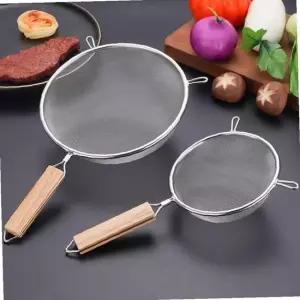 원목핸들 스텐 거름망 건지개 밀가루 채망