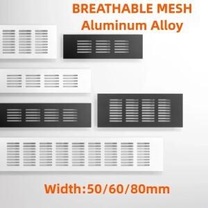 1PC 너비 50/60/80mm 알루미늄 합금 캐비닛 공기 환기 인공 호흡기 그릴 장식 커버 옷장 신발 메쉬 구멍 하