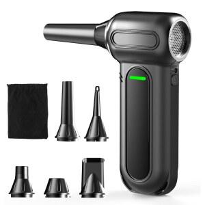 압축 공기 집진기, 브러시리스 모터와 LED 조명이 장착된 150000RPM 미니 충전식 전기 송풍기, 4단 기어 조절 가능, 에어 캔 교체, 키보드, PC, 자동차용 슈퍼 파워 무선 먼지 청소기