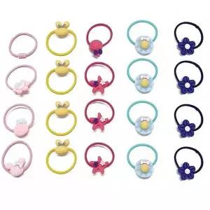 고품질 헤어 고무줄 머리끈 세트 컬러방울 세트 파우치 20p (WFK9FRR)