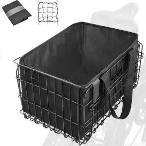 자크로 자전거 바구니 후면 접이식 금속 대형 퀵 릴리스 디자인 반려견 반려동물 과일 및 식료품을