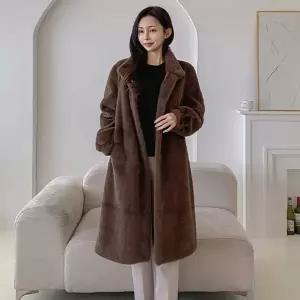 [하프클럽/릴룸]고퀄 에코 밍크퍼 하이넥 오버핏 롱코트(JH536)