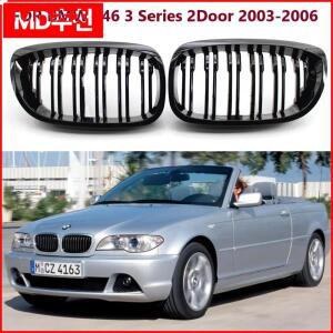 BMW E46 쿠페 3 시리즈 325Ci LCI 2도어 2003-2006 프론트 범퍼 키드니 그릴 2 슬랫 라인 글로스 블랙 5113
