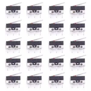 다오키 20Pcs 마이크로 스위치 AC 1A 125V 3핀 SPDT NO+NC 힌지 레버 순간 푸시 버튼 리미트 아두이노용