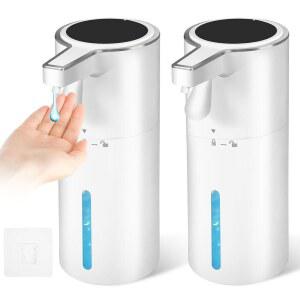 VZNN 2팩 액체 비누 디스펜서, 13.5온스 방수 핸드 디스펜서 - 주방 욕실 싱크대용 투명 창 및 벽걸이, 상업용 사용 가능