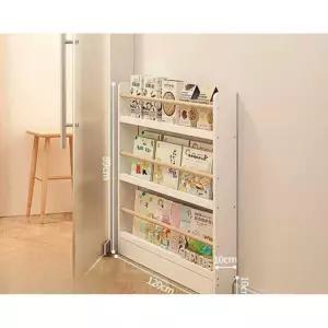 문뒤 책장 틈새 선반 조립식 슬림 수납 원목 초슬림